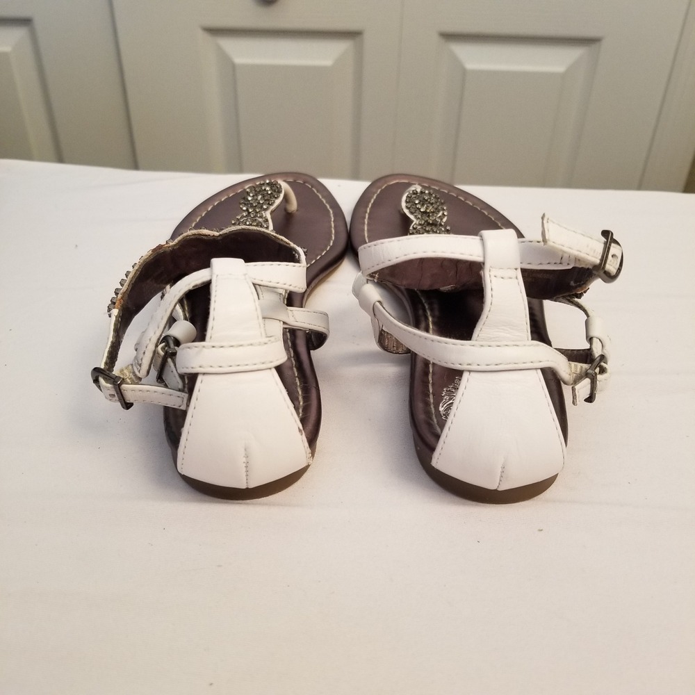 Vince Camuto Womens 6Rhinestone Embellished Thong Sandals White Ankle Strap Flat - Picture 3 of 7